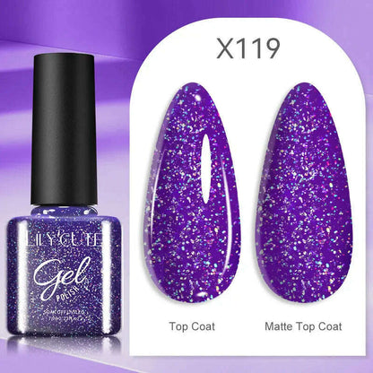 LILYCUTE 7ML Rainbow Glass Cat Magnetic Gel Nail Polish Super-Bright Colorful Glitter Sparkling Manicure Semi Permanent Nail Gel