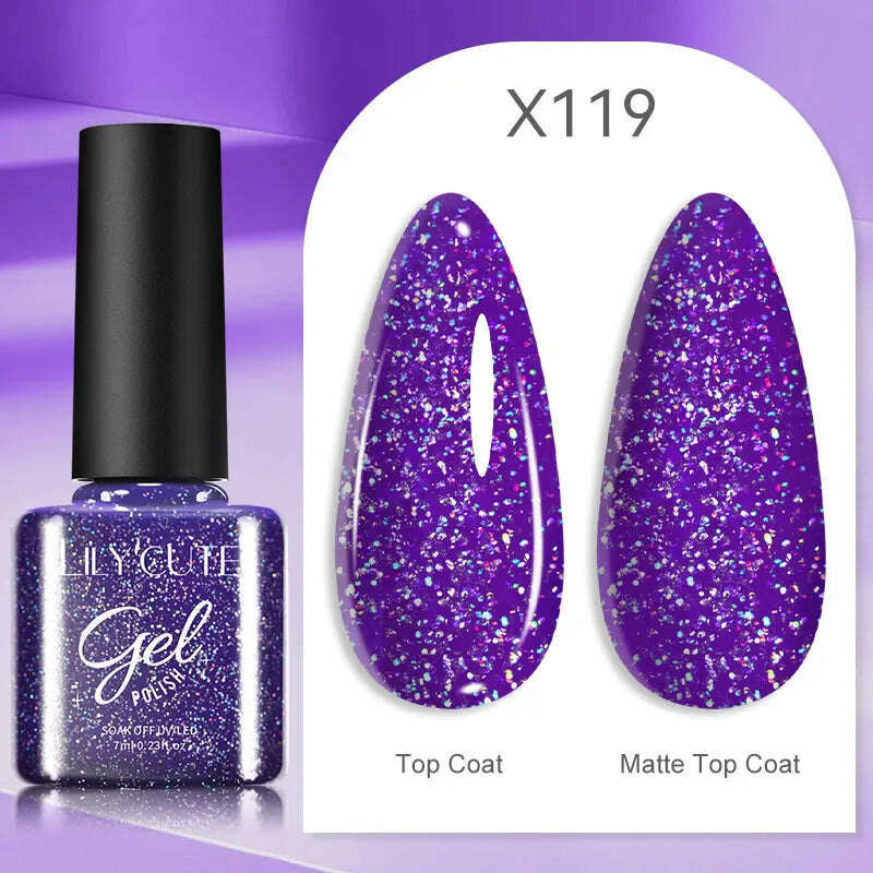 LILYCUTE 7ML Rainbow Glass Cat Magnetic Gel Nail Polish Super-Bright Colorful Glitter Sparkling Manicure Semi Permanent Nail Gel
