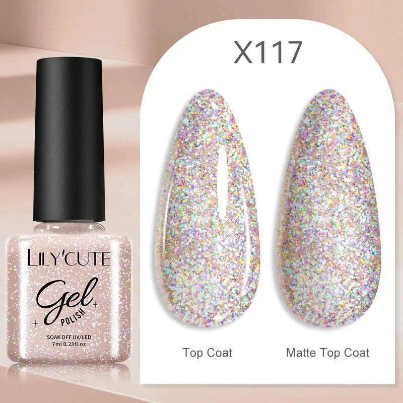 LILYCUTE 7ML Rainbow Glass Cat Magnetic Gel Nail Polish Super-Bright Colorful Glitter Sparkling Manicure Semi Permanent Nail Gel