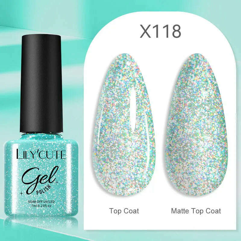 LILYCUTE 7ML Rainbow Glass Cat Magnetic Gel Nail Polish Super-Bright Colorful Glitter Sparkling Manicure Semi Permanent Nail Gel