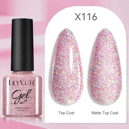 LILYCUTE 7ML Rainbow Glass Cat Magnetic Gel Nail Polish Super-Bright Colorful Glitter Sparkling Manicure Semi Permanent Nail Gel