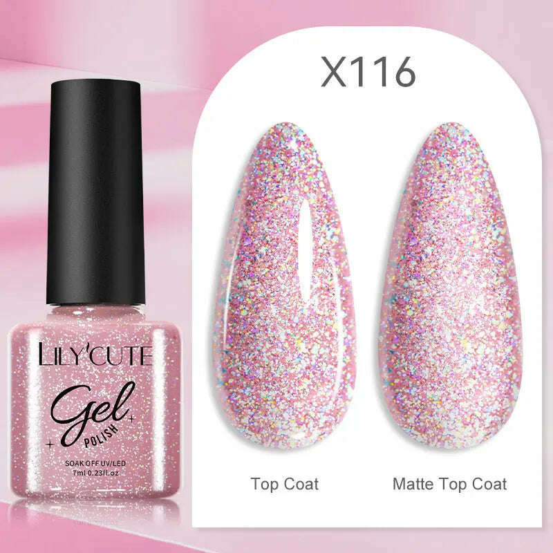 LILYCUTE 7ML Rainbow Glass Cat Magnetic Gel Nail Polish Super-Bright Colorful Glitter Sparkling Manicure Semi Permanent Nail Gel