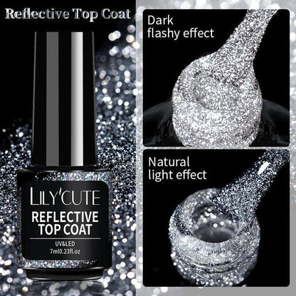 LILYCUTE 7ML Sparkling Glitter Rainbow Cat Magnetic Gel Nail Polish 9D Colorful  Semi Permanent Soak Off Nail Art UV Gel Varnish