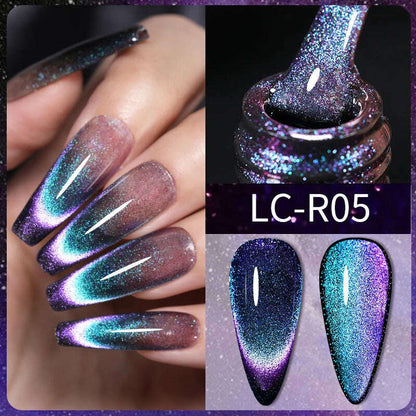 LILYCUTE 7ML Sparkling Glitter Rainbow Cat Magnetic Gel Nail Polish 9D Colorful  Semi Permanent Soak Off Nail Art UV Gel Varnish