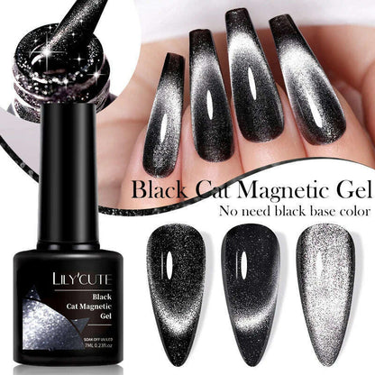 LILYCUTE 7ML Sparkling Glitter Rainbow Cat Magnetic Gel Nail Polish 9D Colorful  Semi Permanent Soak Off Nail Art UV Gel Varnish
