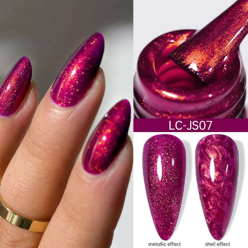 LILYCUTE 7ML Sparkling Glitter Rainbow Cat Magnetic Gel Nail Polish 9D Colorful  Semi Permanent Soak Off Nail Art UV Gel Varnish