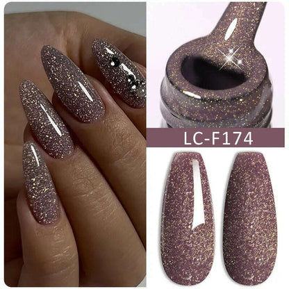 LILYCUTE 7ML Sparkling Glitter Rainbow Cat Magnetic Gel Nail Polish 9D Colorful  Semi Permanent Soak Off Nail Art UV Gel Varnish