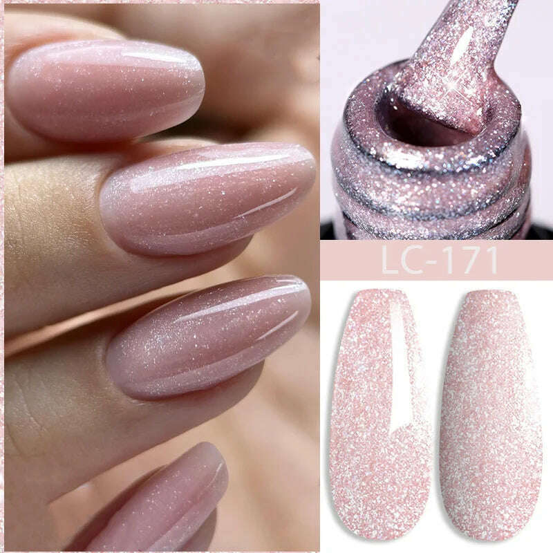 LILYCUTE 7ML Sparkling Glitter Rainbow Cat Magnetic Gel Nail Polish 9D Colorful  Semi Permanent Soak Off Nail Art UV Gel Varnish