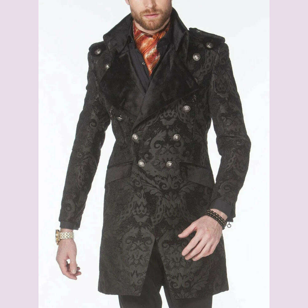 Long Floral Suit Jacket for Men Notch Lapel Double Breasted Jacquard Male Blazer One Piece Fashion Coat 2025 Custom Made