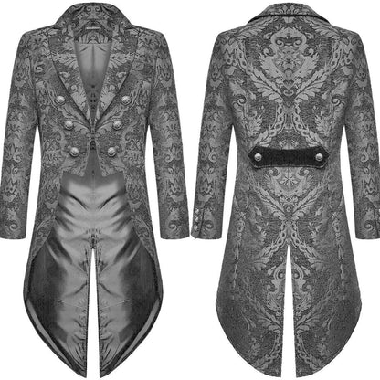 Long Floral Suit Jacket for Men Notch Lapel Double Breasted Jacquard Male Blazer One Piece Fashion Coat 2025 Custom Made