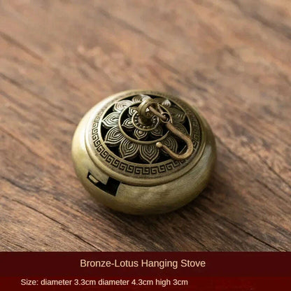 Lotus Flower Incense Burner Creative Retro Hollow Out Copper Coin Hanging Lotus Burners Blessing Nasturtium Holder Home Decor