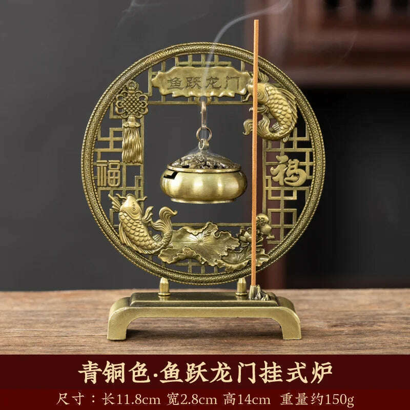 Lotus Flower Incense Burner Creative Retro Hollow Out Copper Coin Hanging Lotus Burners Blessing Nasturtium Holder Home Decor