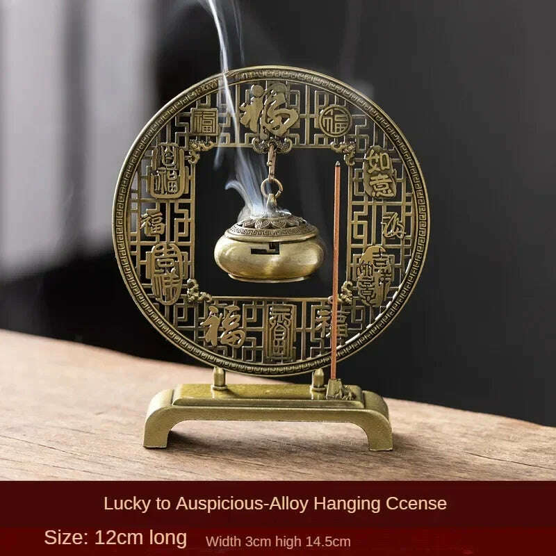 Lotus Flower Incense Burner Creative Retro Hollow Out Copper Coin Hanging Lotus Burners Blessing Nasturtium Holder Home Decor