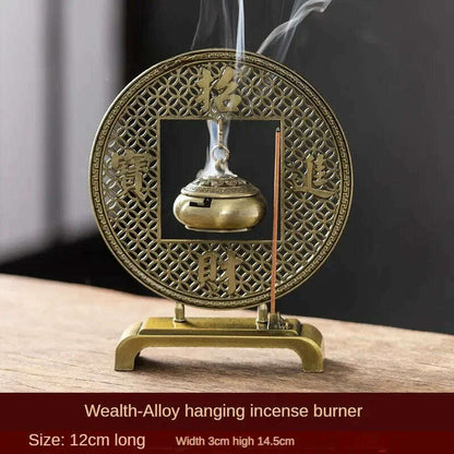 Lotus Flower Incense Burner Creative Retro Hollow Out Copper Coin Hanging Lotus Burners Blessing Nasturtium Holder Home Decor