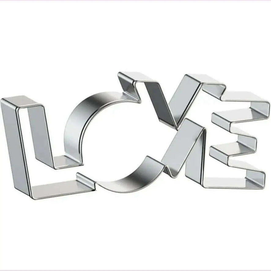 LOVE Letter Shape Forms For Biscuit Mold Lover Series Design Stainless Steel Cookie Cutter Bakeware Pastry Confectionery Tools