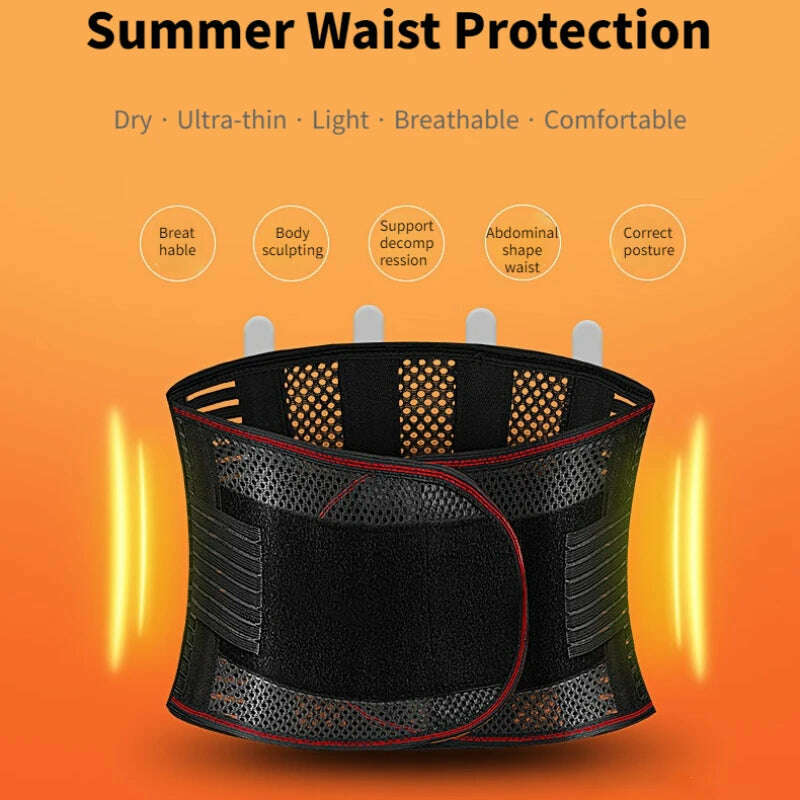 Lumbar Support Waist Belt Back Brace Health Therapy Breathable Back Spine Support Corset for Disc Herniation Pain Relief