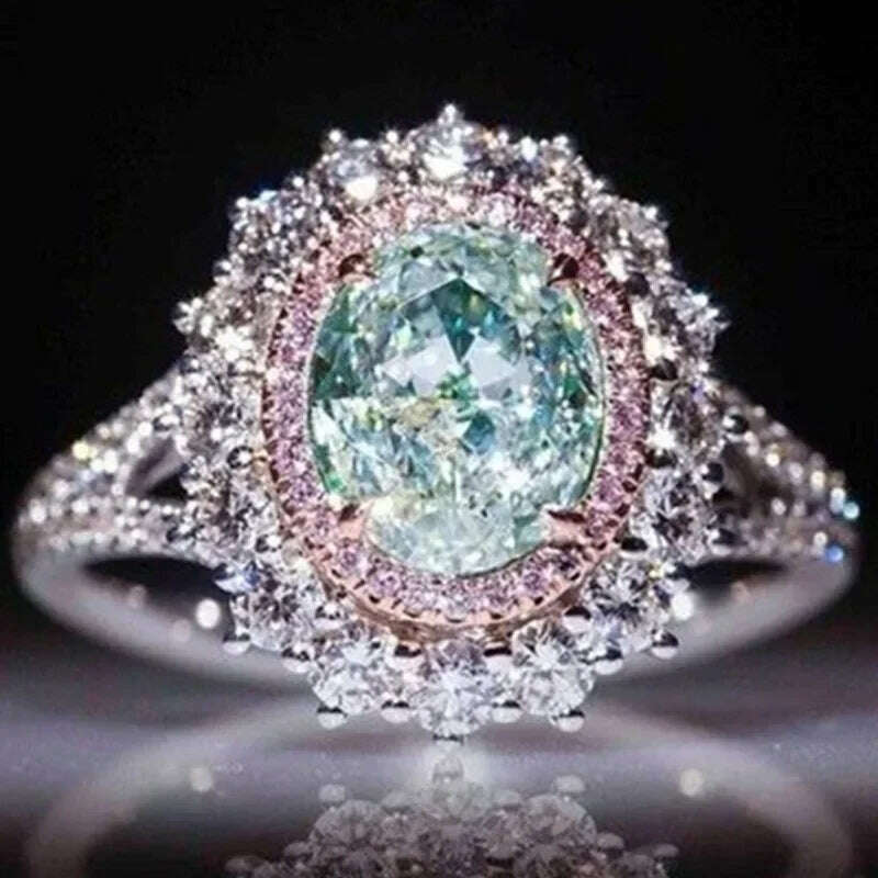 Luxurious Silver Color Inlaid Pink Zircon Multicolour Stones Rings for Women Shining Engagement Wedding Rings Jewelry
