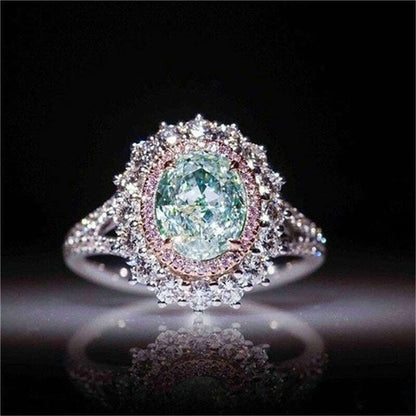 Luxurious Silver Color Inlaid Pink Zircon Multicolour Stones Rings for Women Shining Engagement Wedding Rings Jewelry
