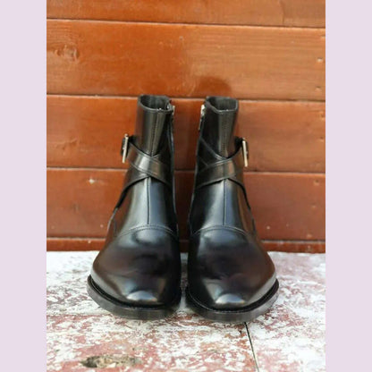 Luxury Business Men Pointed Toe Cowhide Genuine Leather Work Boots Motorcycle Riding Ankle Boots Safety Shoes Customized 15 Days