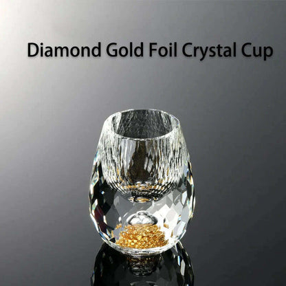 Luxury Crystal Glass Vodka Glass Sake Shochu Glass Bar Liqueur Double Bottom Gold Foil Glass Tea Cup High-end Gifts Hard Liquor