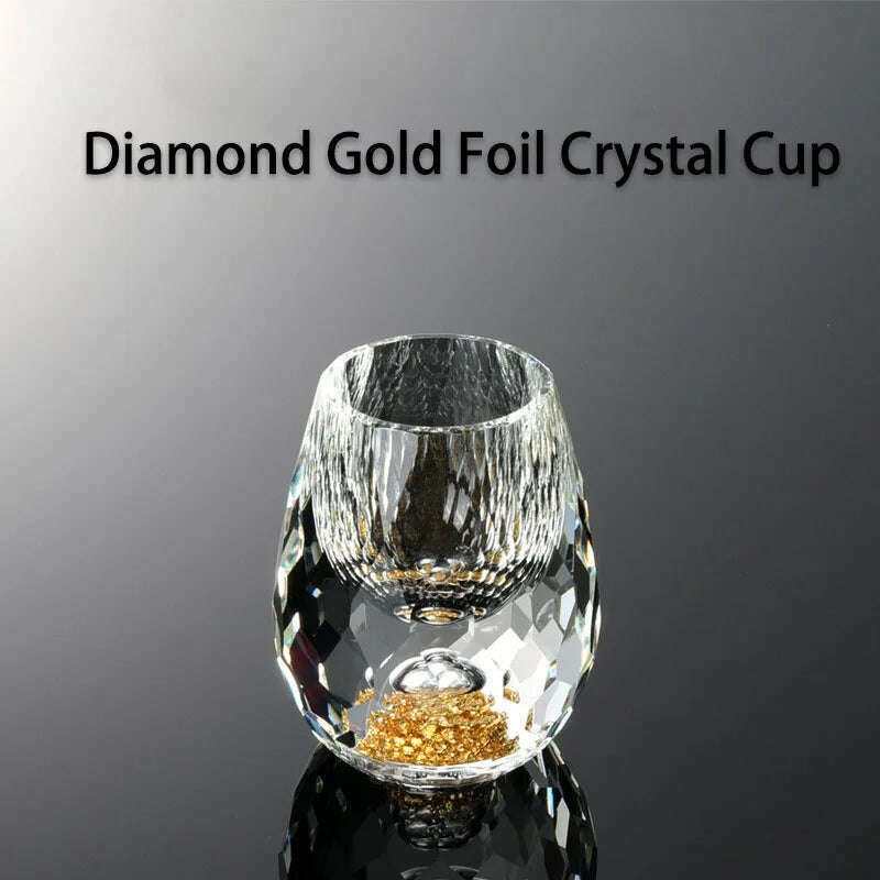 Luxury Crystal Glass Vodka Glass Sake Shochu Glass Bar Liqueur Double Bottom Gold Foil Glass Tea Cup High-end Gifts Hard Liquor