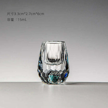 Luxury Crystal Glass Vodka Glass Sake Shochu Glass Bar Liqueur Double Bottom Gold Foil Glass Tea Cup High-end Gifts Hard Liquor