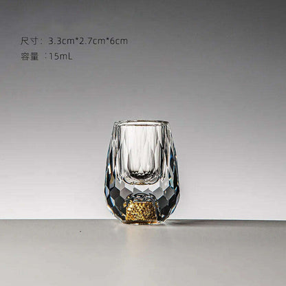 Luxury Crystal Glass Vodka Glass Sake Shochu Glass Bar Liqueur Double Bottom Gold Foil Glass Tea Cup High-end Gifts Hard Liquor