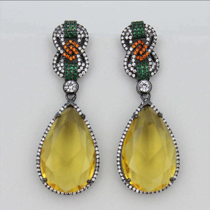 Luxury Dangle Earrings Red Yellow Transparent Teardrop Earrings for Women Evening Party Wedding Bridal Jewelry Gift Wife