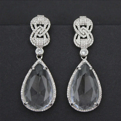 Luxury Dangle Earrings Red Yellow Transparent Teardrop Earrings for Women Evening Party Wedding Bridal Jewelry Gift Wife