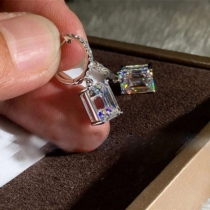 Luxury Fashion Silver Color Inlaid Zircon Stones Drop Earrings for Women Wedding Bridal Engagement Earring Jewelry Gift