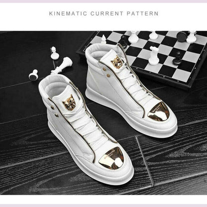 Luxury Mens Sneaker Fashion High Top Casual Boot Hip Hop Streetwear Skateboard Shoes for Men Leather Ankle Boots Tenis Masculino
