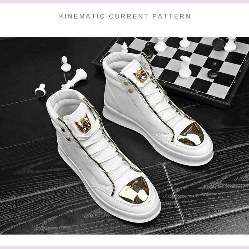 Luxury Mens Sneaker Fashion High Top Casual Boot Hip Hop Streetwear Skateboard Shoes for Men Leather Ankle Boots Tenis Masculino