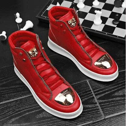 Luxury Mens Sneaker Fashion High Top Casual Boot Hip Hop Streetwear Skateboard Shoes for Men Leather Ankle Boots Tenis Masculino