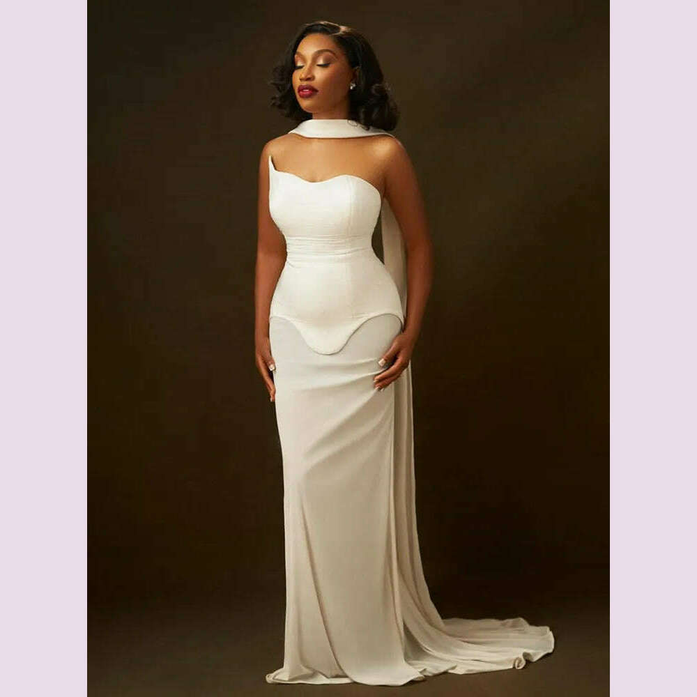Luxury Sexy Strapless Backless White Black Maxi Long Women Celebrity Dress 2024 Elegant Party Evening Club Vestido Clothing