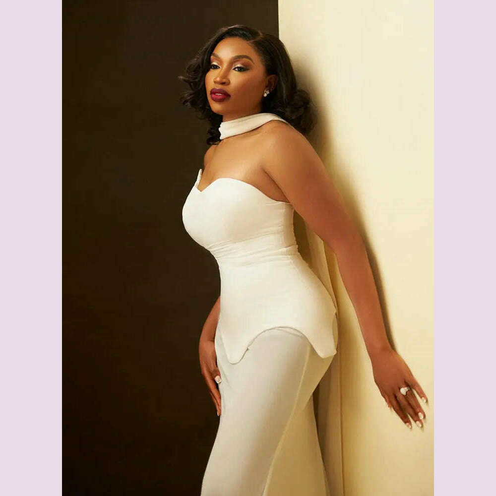 Luxury Sexy Strapless Backless White Black Maxi Long Women Celebrity Dress 2024 Elegant Party Evening Club Vestido Clothing