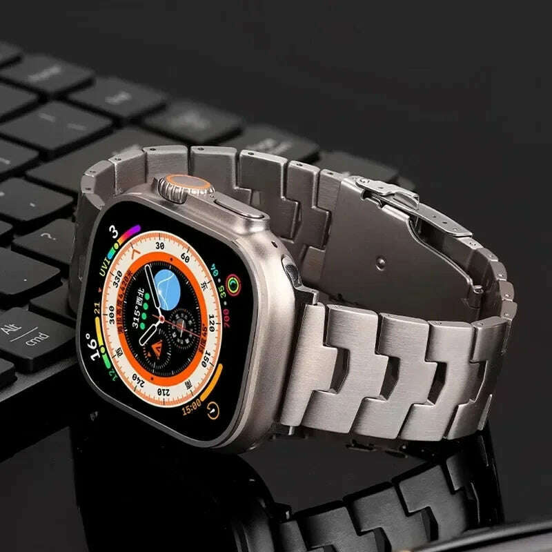 Luxury Titanium Strap for Apple Watch Band Ultra 49mm 45mm 44mm 41mm 38mm Men's Style Bracelet Correa for IWatch 9 SE 8 7 6 5 4