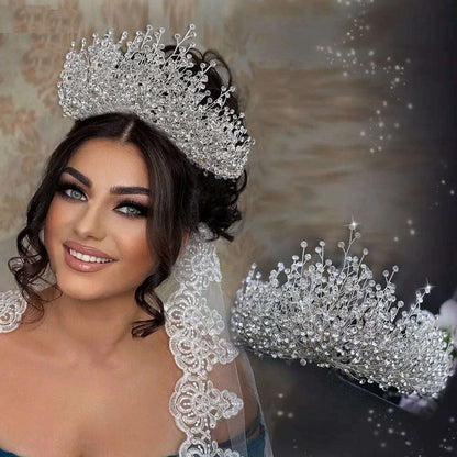 Luxury Wedding Jewelry Set Bridal Headwear Crown Necklace And Earrings AB Color Crystal Rhinestone Jewelry Sets Handmade Unique