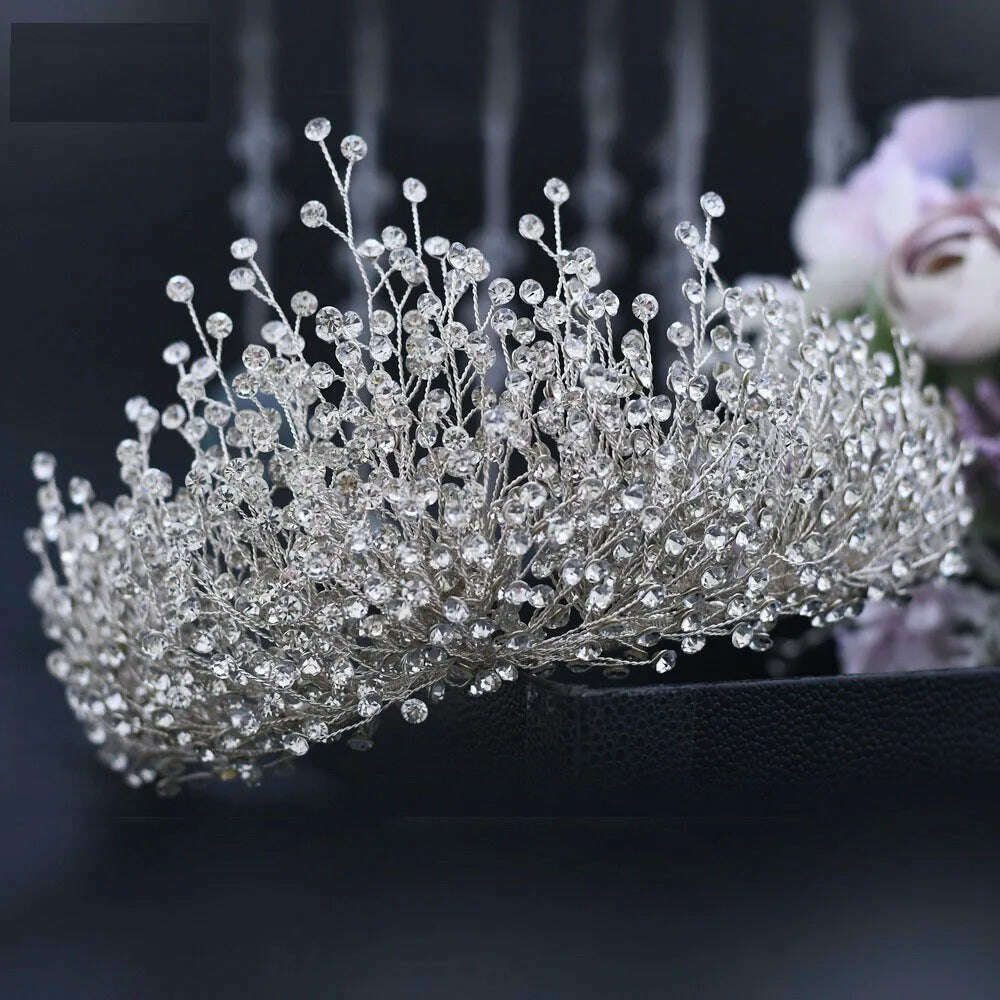 Luxury Wedding Jewelry Set Bridal Headwear Crown Necklace And Earrings AB Color Crystal Rhinestone Jewelry Sets Handmade Unique