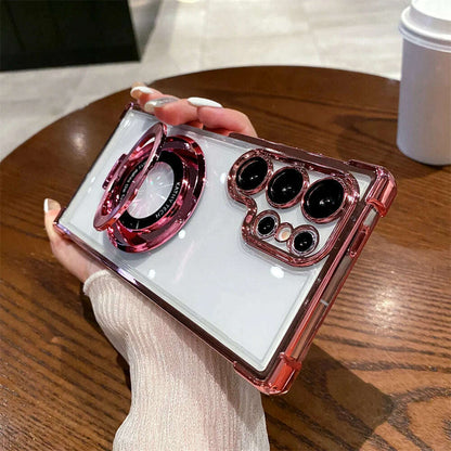 Magsafe Bracket Case For Samsung S24 Ultra S23 Ultra S24 Plus S22 Wireless Charging Airbag Cover For Galaxy Note 20 Clear Cases