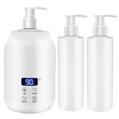 Massage Oil Warmer Electric Massage Oil Heater LED Digital Display Lotion Cream Heater Bottle Dispenser for Home Spa Massage