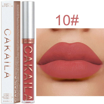 Matte Nude Brown Liquid Lipstick 18 Colors Waterproof Lasting Non-stick Cup Velvet Nude Red Lip Gloss Lint Tube Makeup Cosmetics