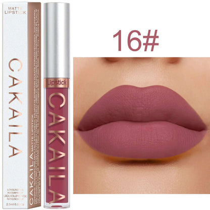 Matte Nude Brown Liquid Lipstick 18 Colors Waterproof Lasting Non-stick Cup Velvet Nude Red Lip Gloss Lint Tube Makeup Cosmetics