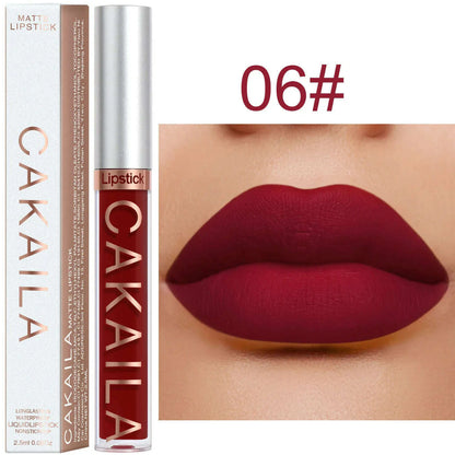 Matte Nude Brown Liquid Lipstick 18 Colors Waterproof Lasting Non-stick Cup Velvet Nude Red Lip Gloss Lint Tube Makeup Cosmetics