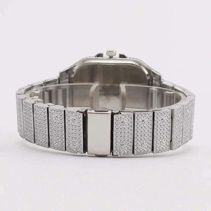 MAYZHISU Watch For Men Luxury Gold Square Men's Wristwatch Alloy Strap Full Diamond Business Quartz Watch for man Clock Gifts
