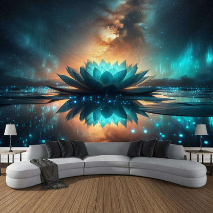 Meditation Lotus Tapestry Wall Art, Large Tapestry Mural Decoration, Home, Bedroom, Living Room Decoration