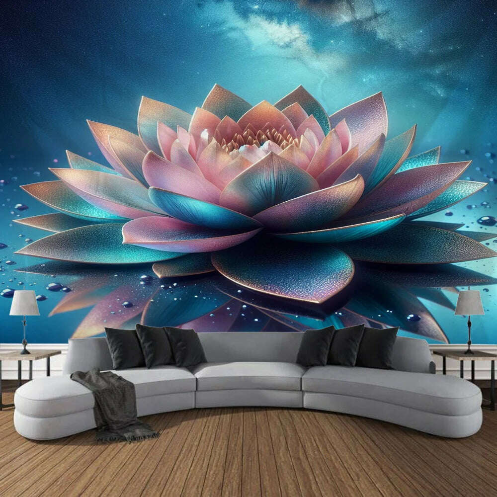 Meditation Lotus Tapestry Wall Art, Large Tapestry Mural Decoration, Home, Bedroom, Living Room Decoration