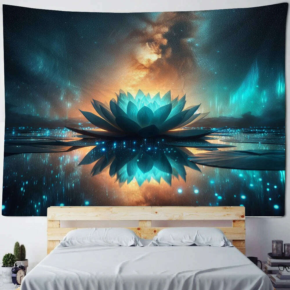 Meditation Lotus Tapestry Wall Art, Large Tapestry Mural Decoration, Home, Bedroom, Living Room Decoration