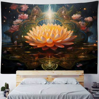 Meditation Lotus Tapestry Wall Art, Large Tapestry Mural Decoration, Home, Bedroom, Living Room Decoration