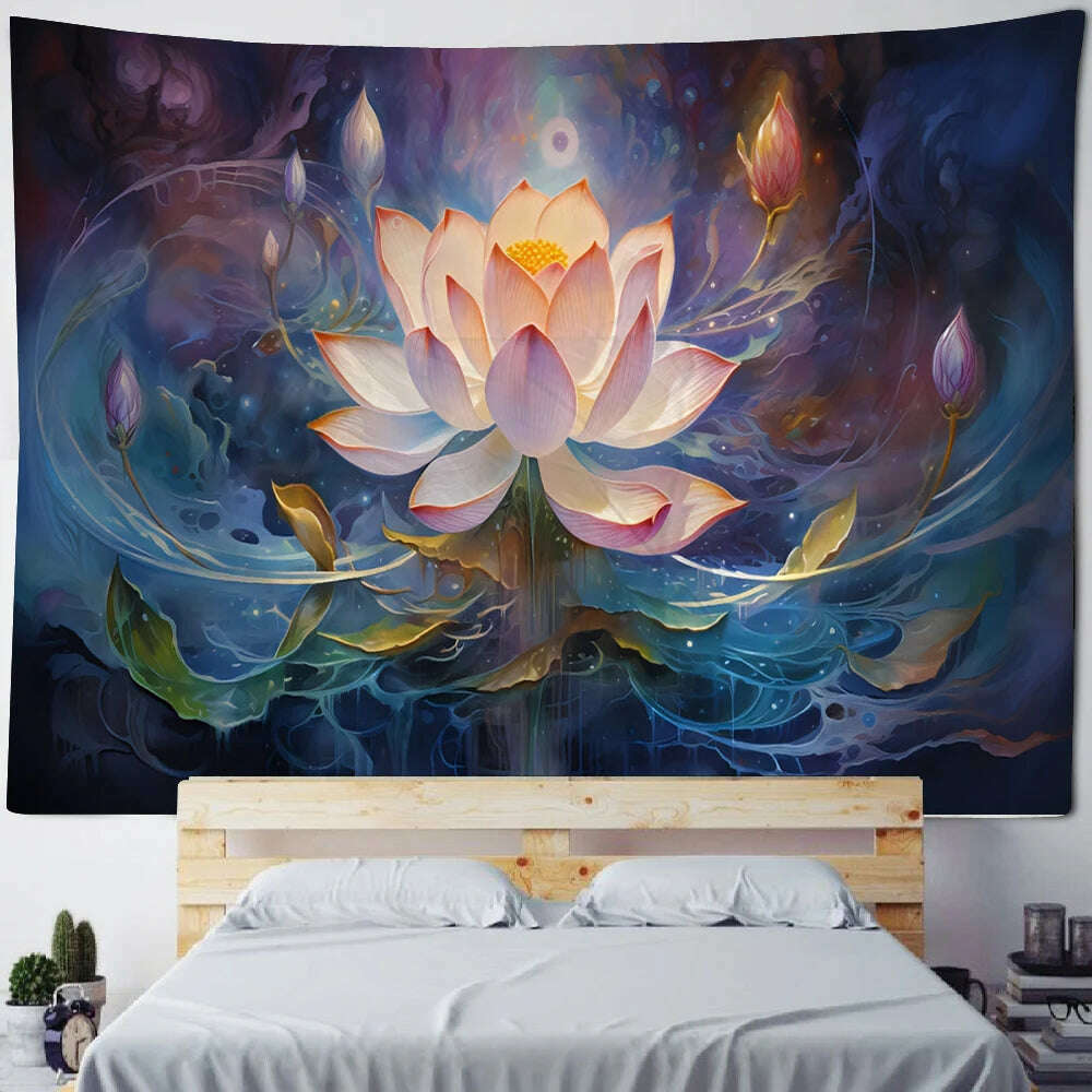 Meditation Lotus Tapestry Wall Art, Large Tapestry Mural Decoration, Home, Bedroom, Living Room Decoration