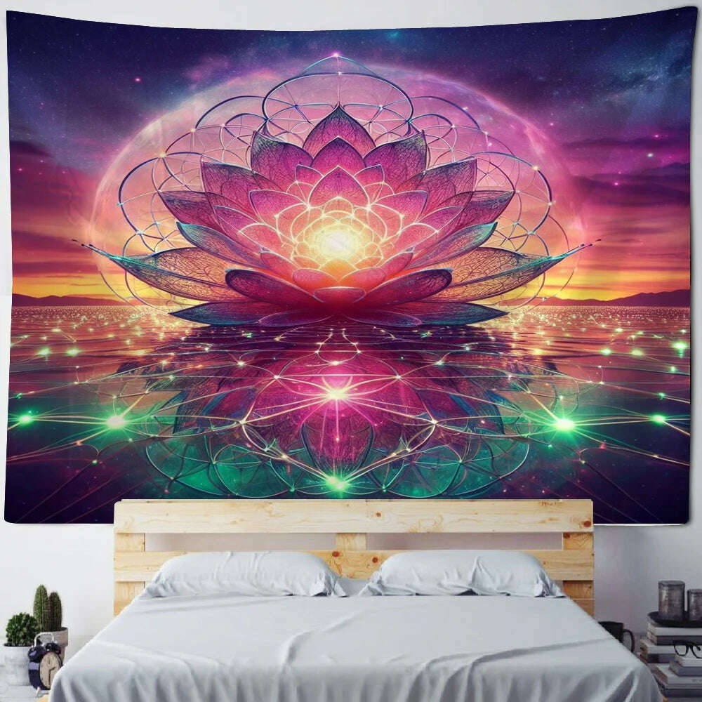 Meditation Lotus Tapestry Wall Art, Large Tapestry Mural Decoration, Home, Bedroom, Living Room Decoration